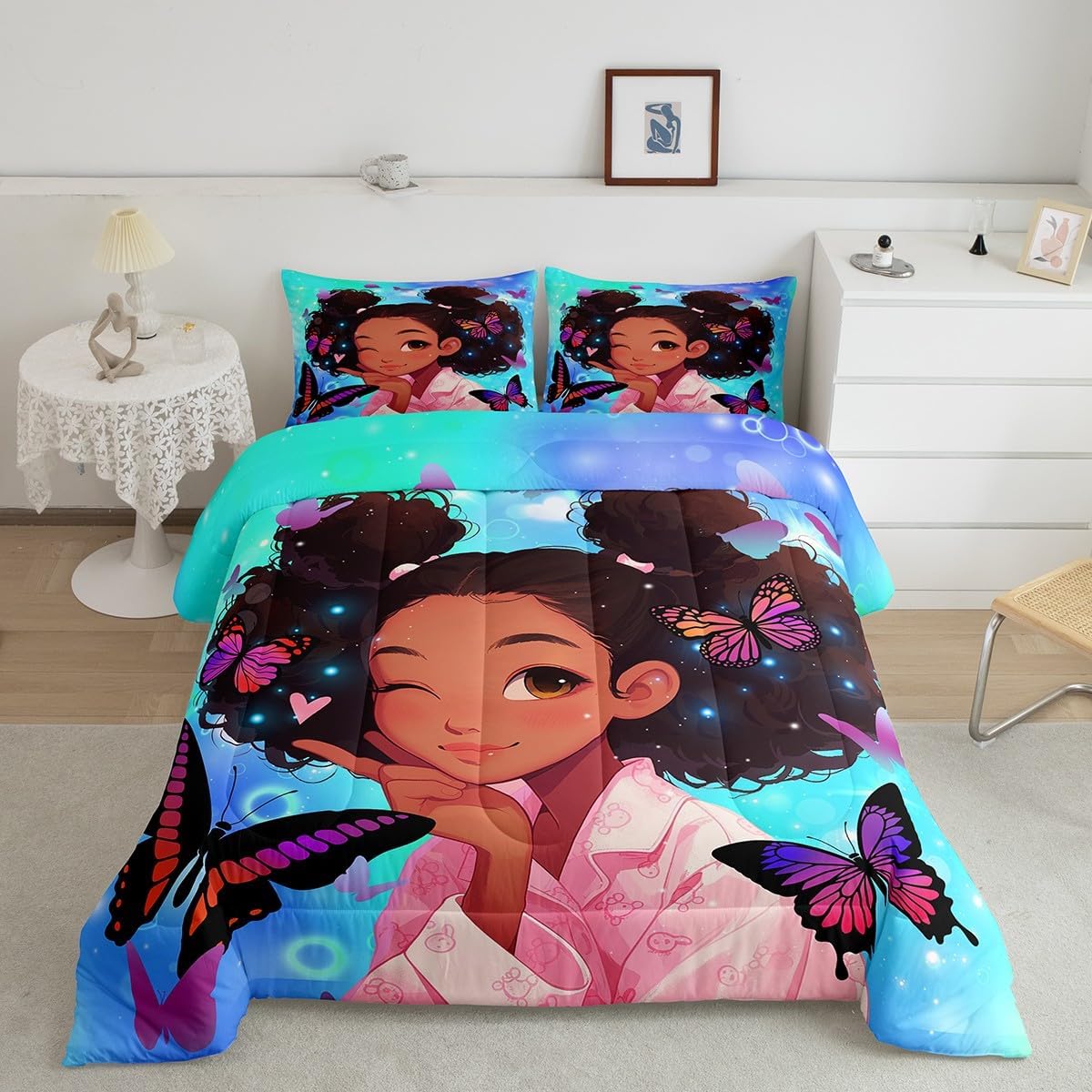 Cute Black Girls Comforter Set - Full Size