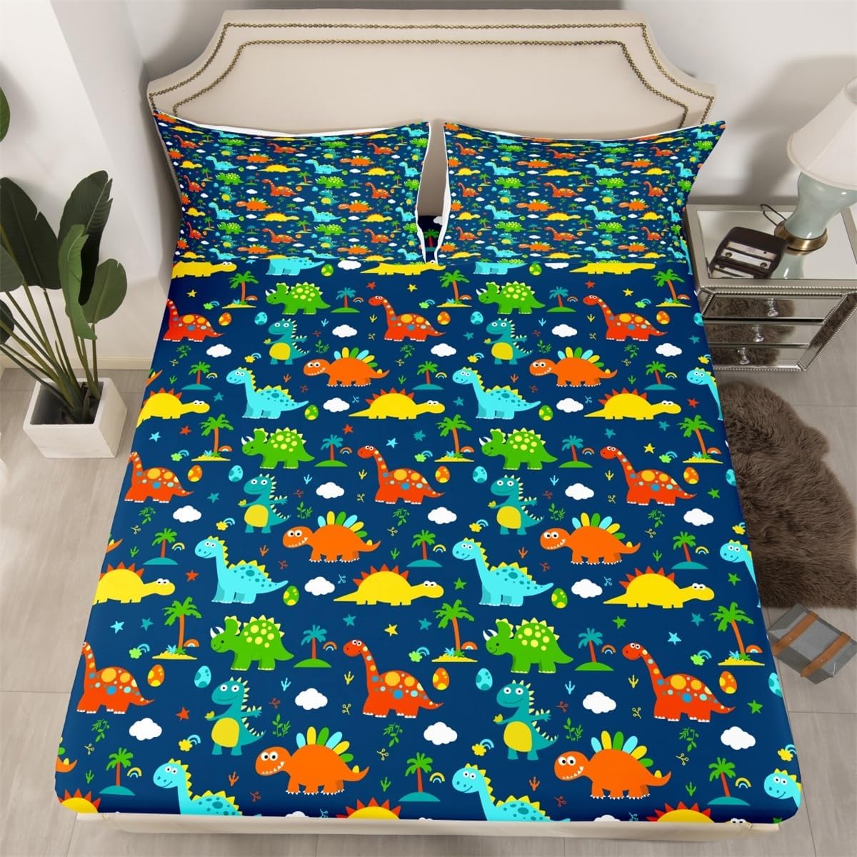 Feelyou Kids Dinosaur Bed Sheet Set King Size