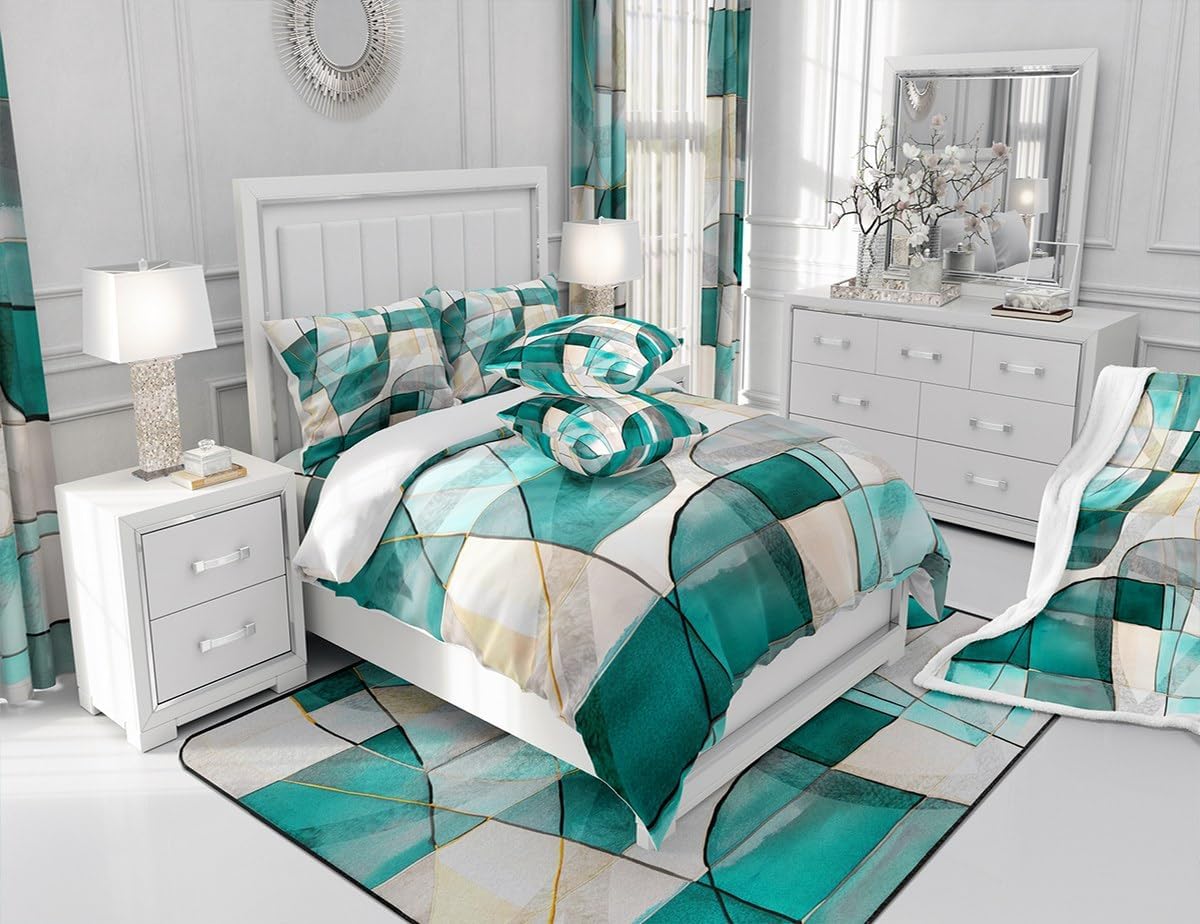 Feelyou Geometric Abstract Queen Duvet Cover Set