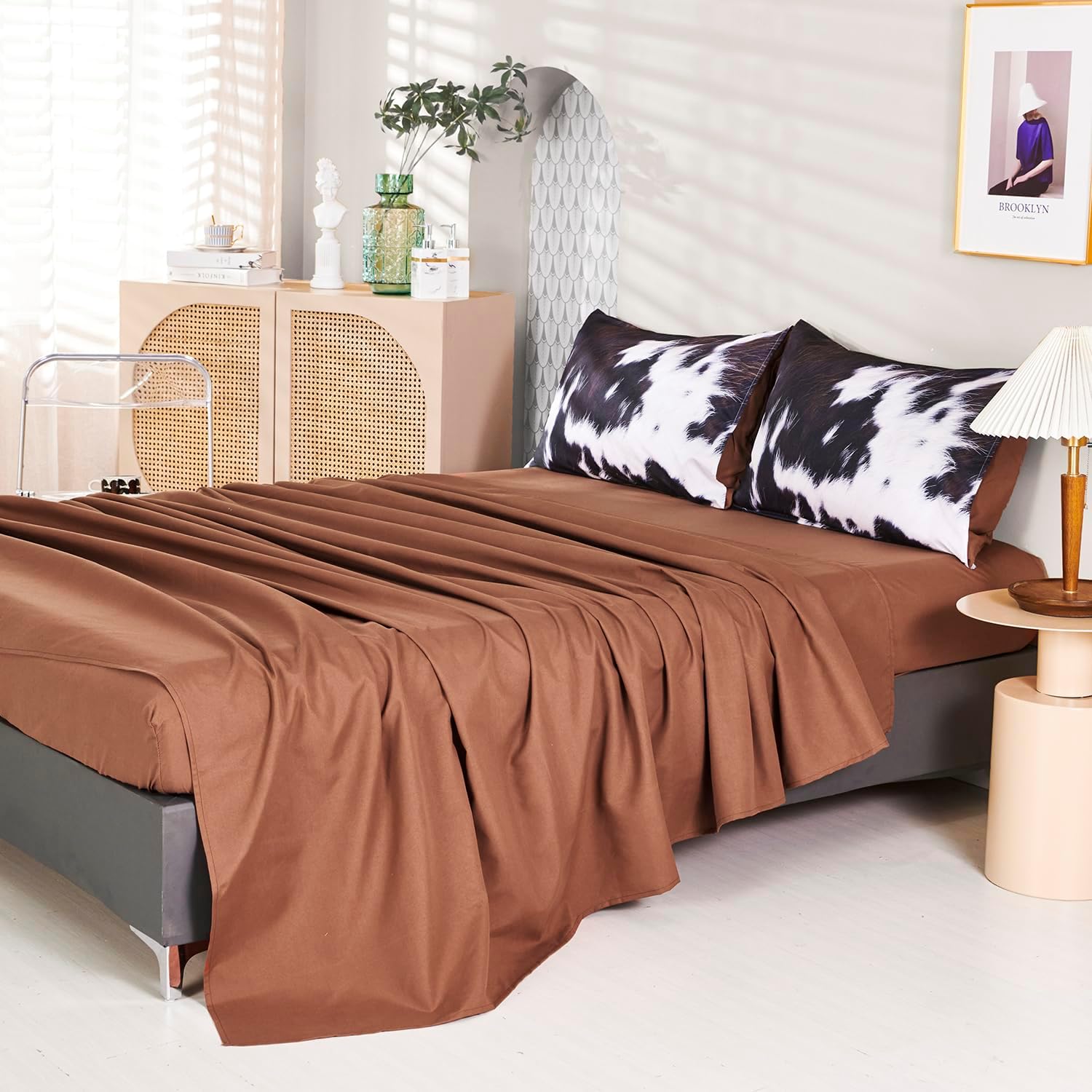 SUCSES 8-Piece Cal King Comforter Set with Cow Fur Print 1