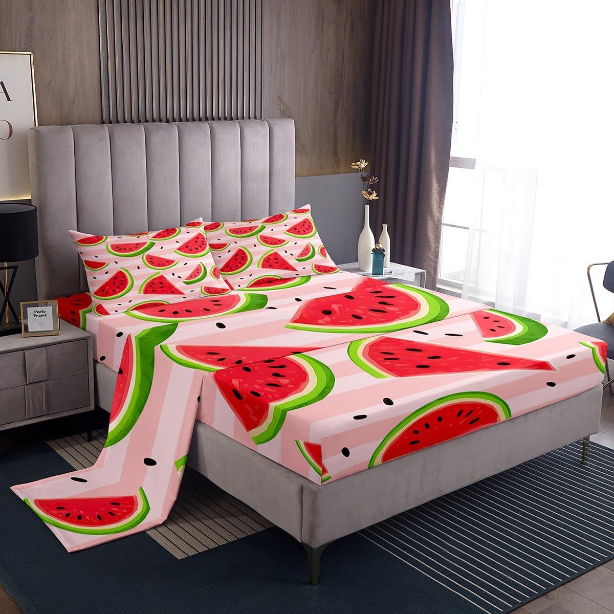Feelyou Watermelon Sheet Set 4Pcs King Size Kids Bedding