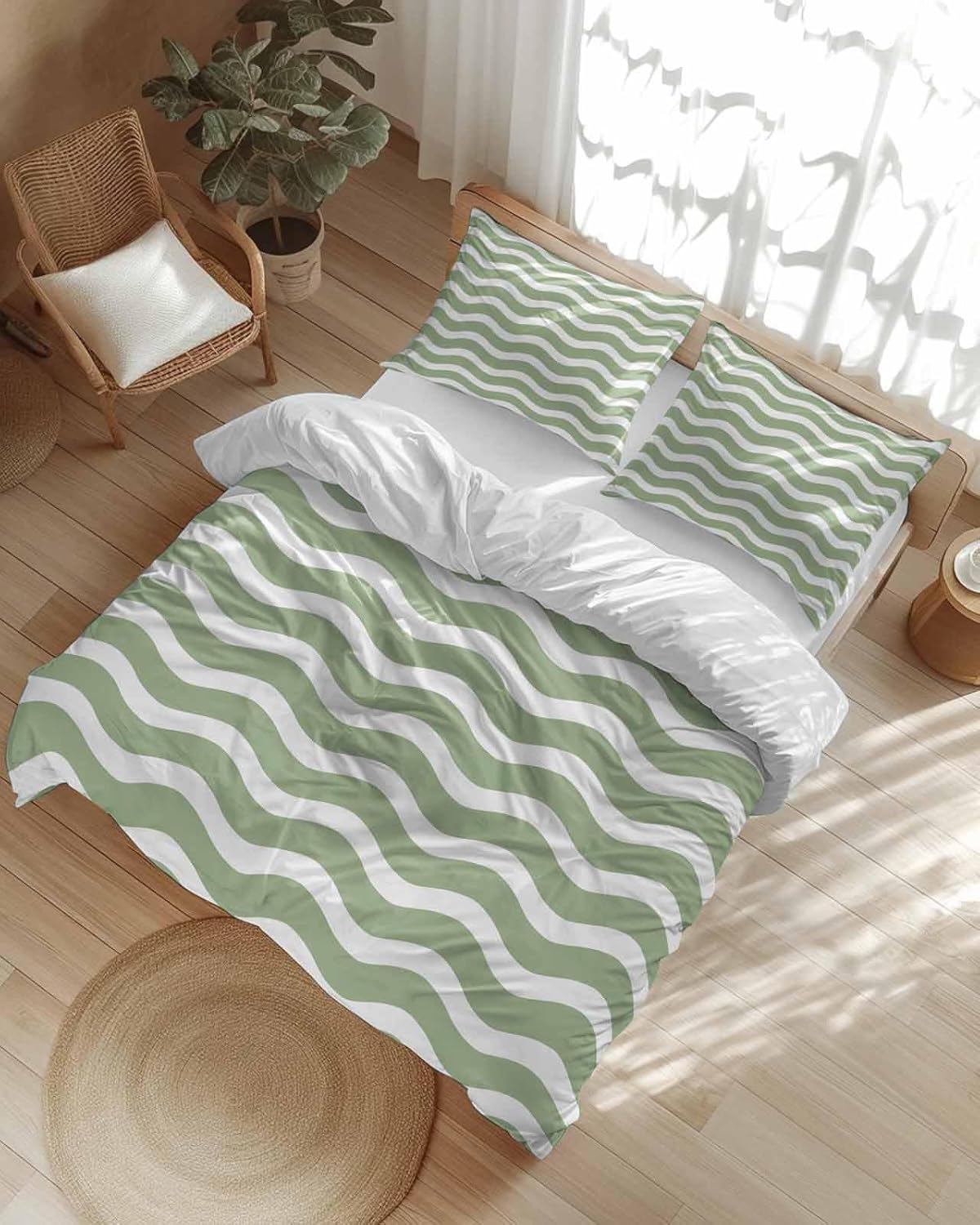 ZOE GARDEN Sage Green Duvet Cover Set 3 Pieces Full Size