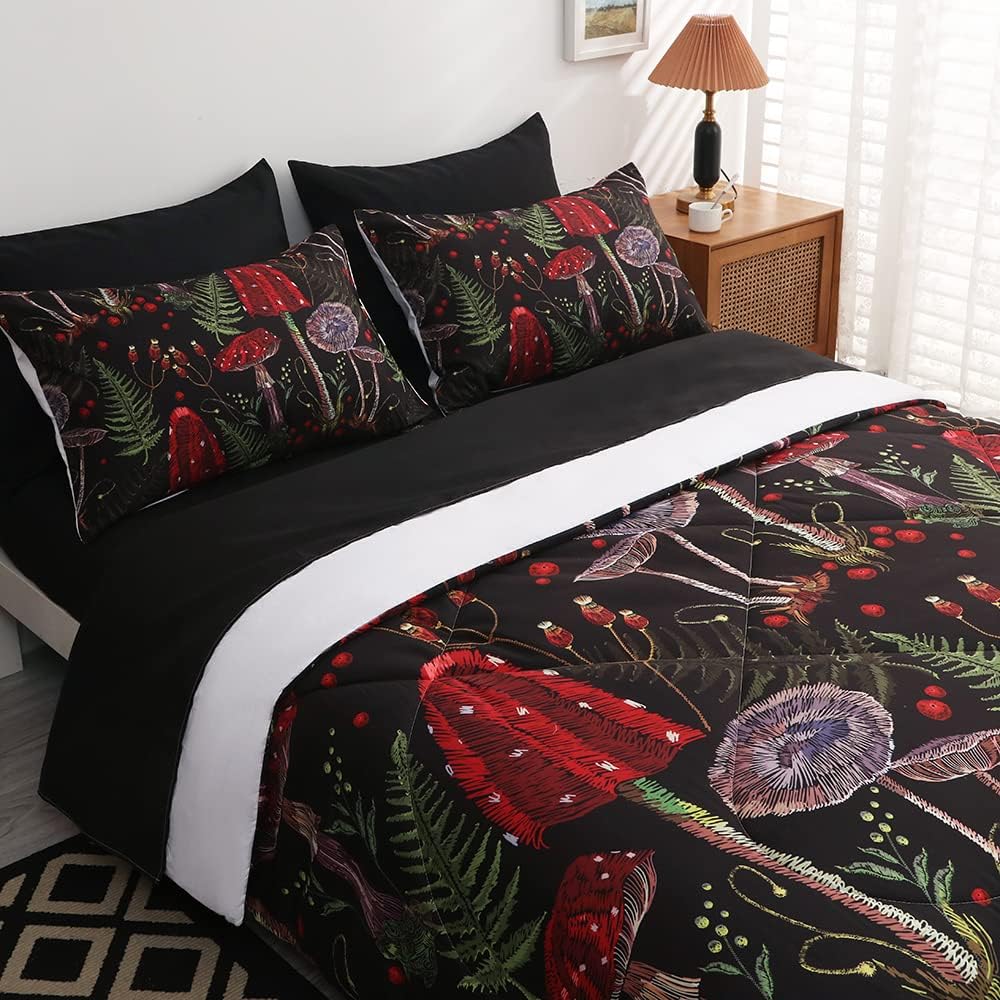 7 Piece Mushroom Comforter Set for Kids and Adults All Seasons