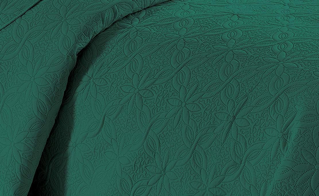 Fancy Linen 3pc Embossed Coverlet Bedspread Set Full Queen Hunter Green