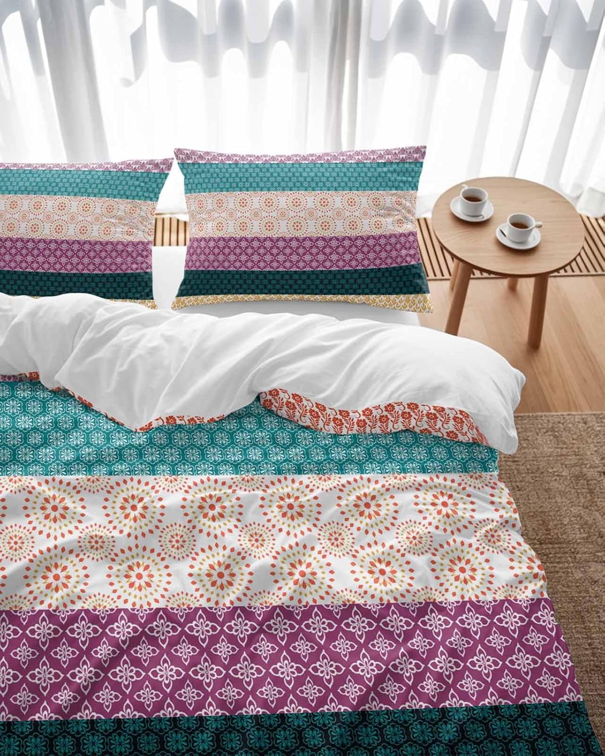 ZOE GARDEN Boho Stripe Queen Duvet Cover Set 3 Piece