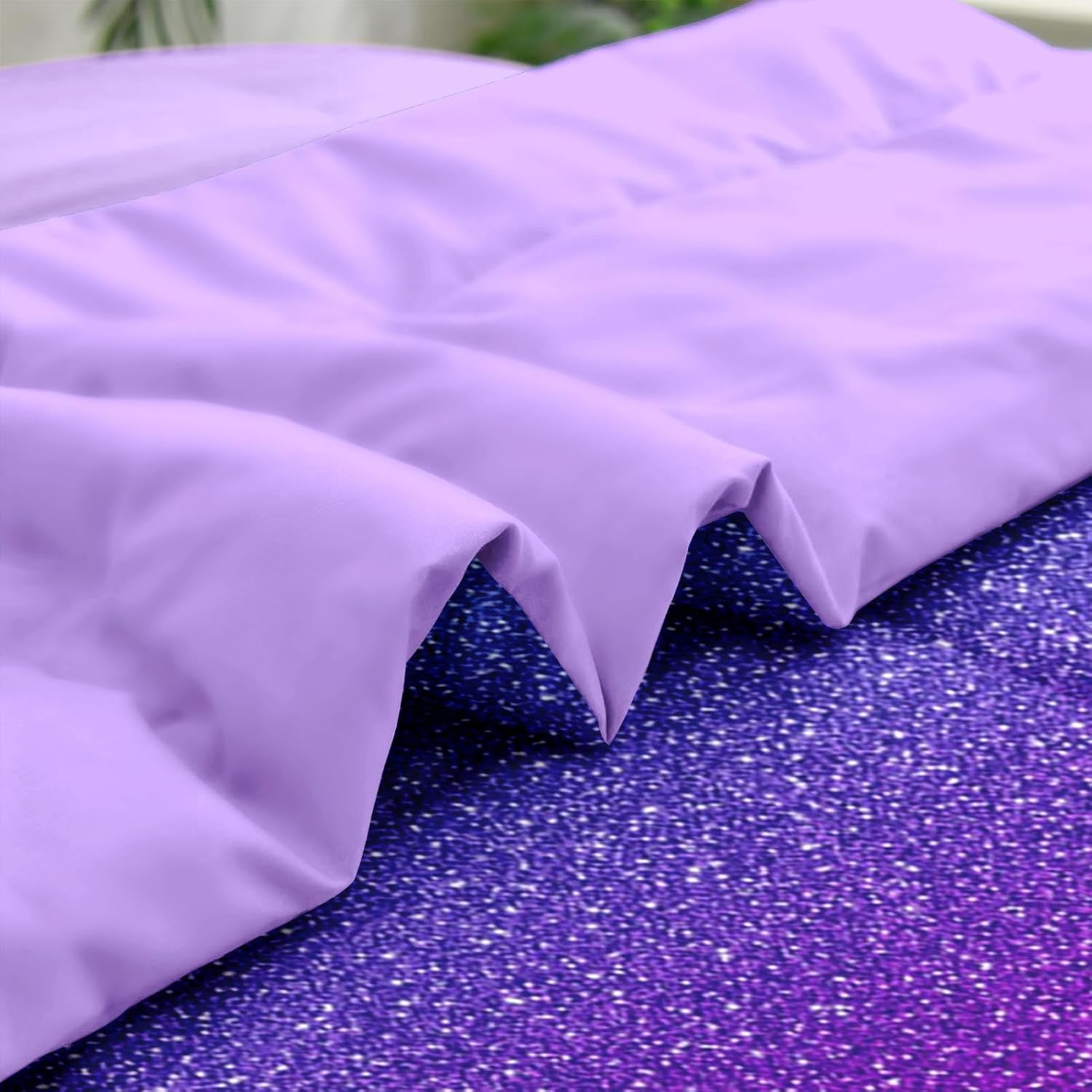 Pamnest Comforter Set Full Size Purple Glitter 7 Pcs