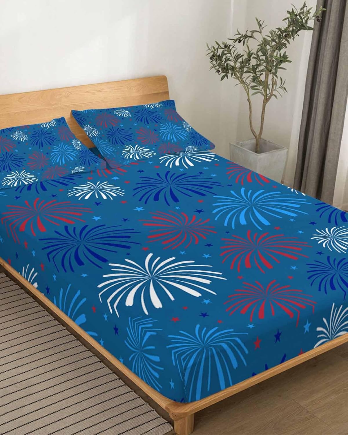 Boanket 4th of July Blue Full Sheet Set 4 Piece Microfiber