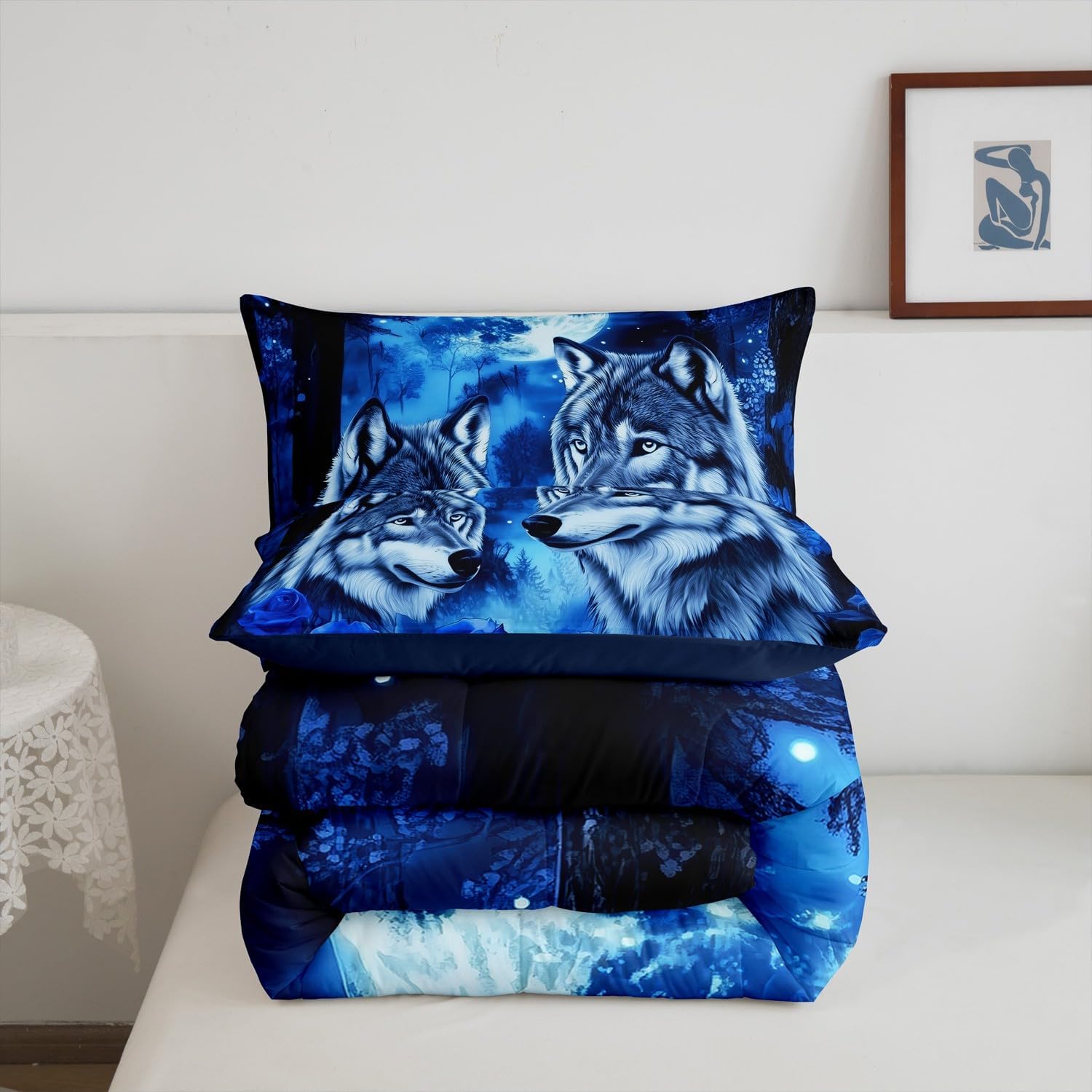 Erosebridal Wolf Couple King Size Bedding Set