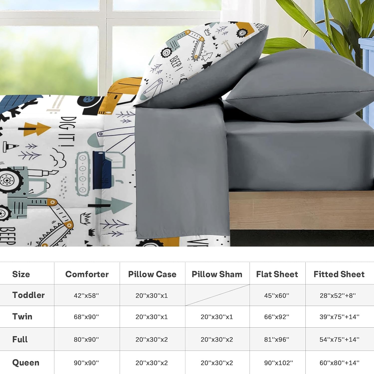 Nesker Comforter Set Queen Size with Cargo Crane Design 1