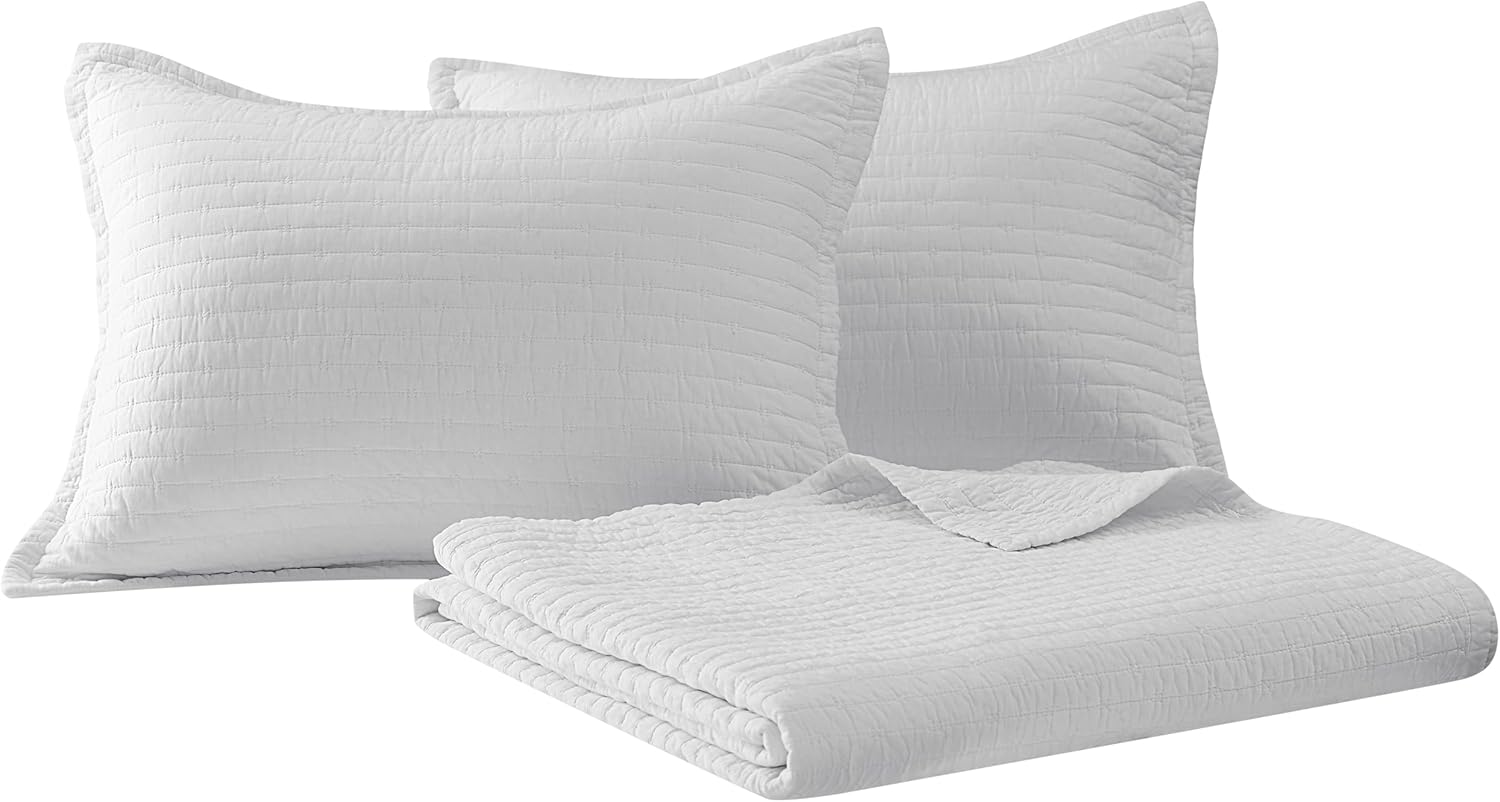 PUREKEA King Size Cross Stitch Quilt Set 3 pcs