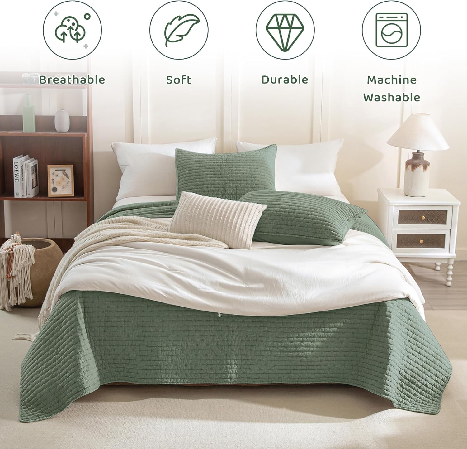 Sanracie 3PCS Extra Large King Quilt Set