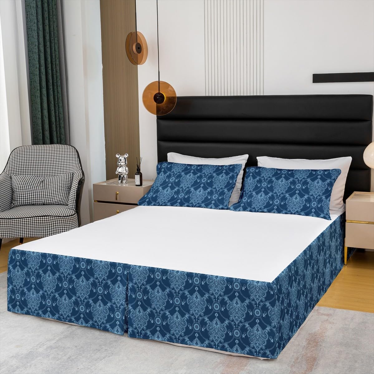 Feelyou Damask King Size Bed Skirt with 15 Inch Drop 1