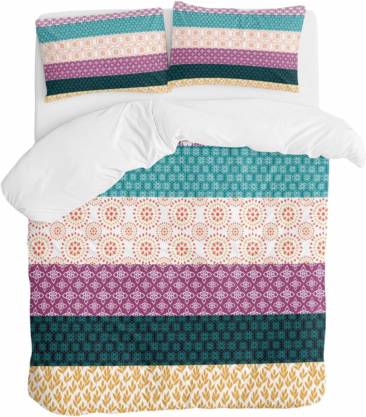 ZOE GARDEN Boho Stripe Queen Duvet Cover Set 3 Piece