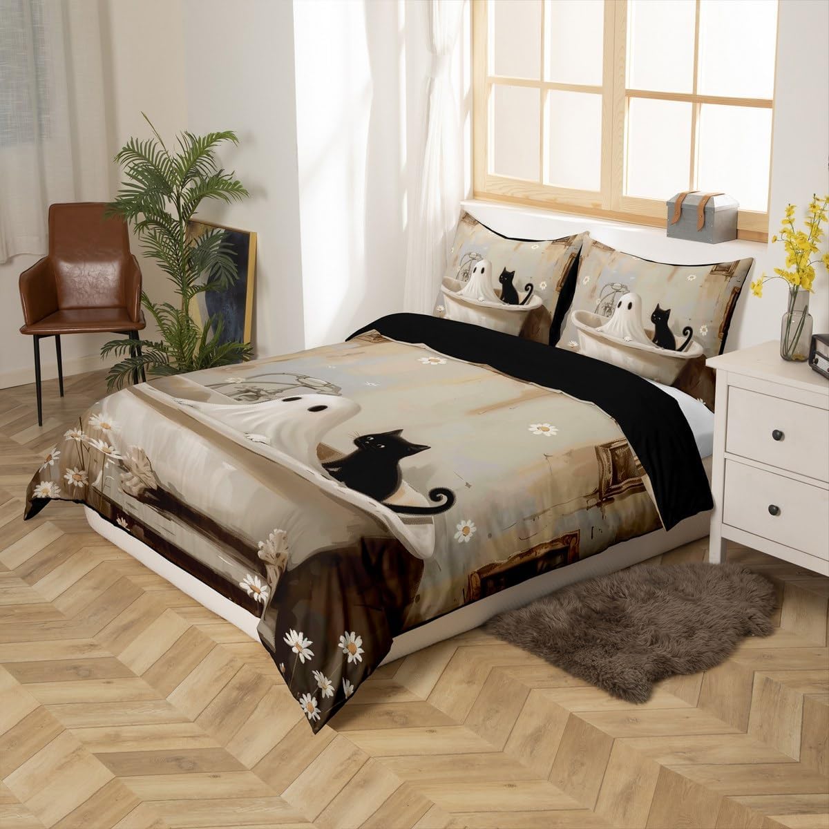 Manfei Halloween Ghost Duvet Cover Set Twin Size