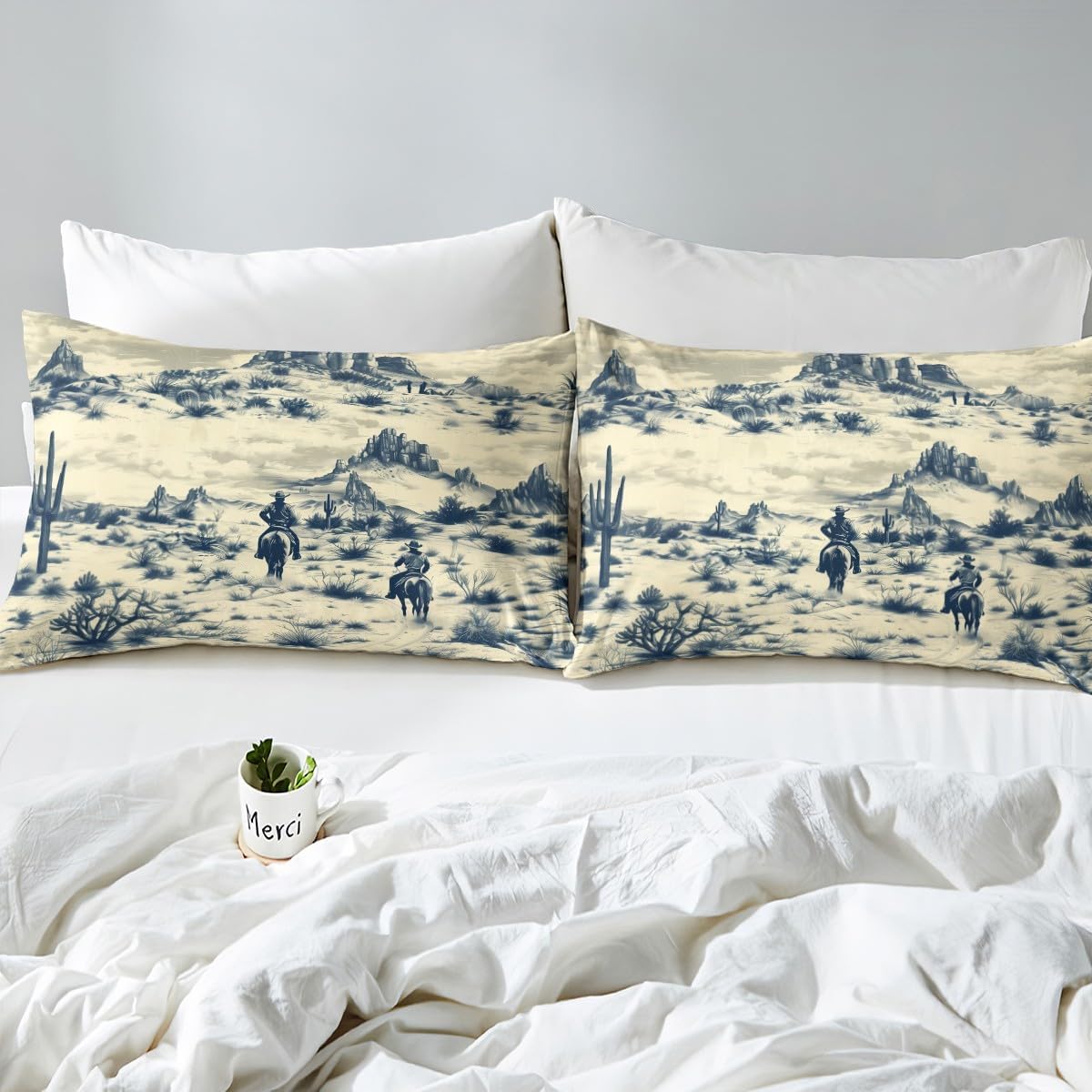 Feelyou Kids Wild West Cowboy Sheet Set King Size 4Pcs
