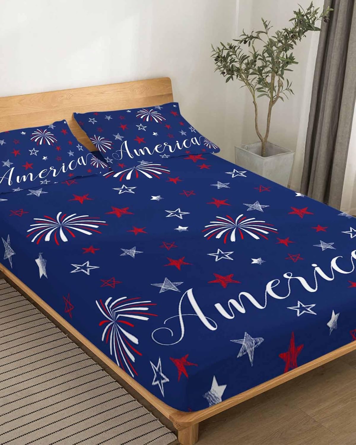Boanket 4th of July Full Sheet Set 4 Piece Microfiber