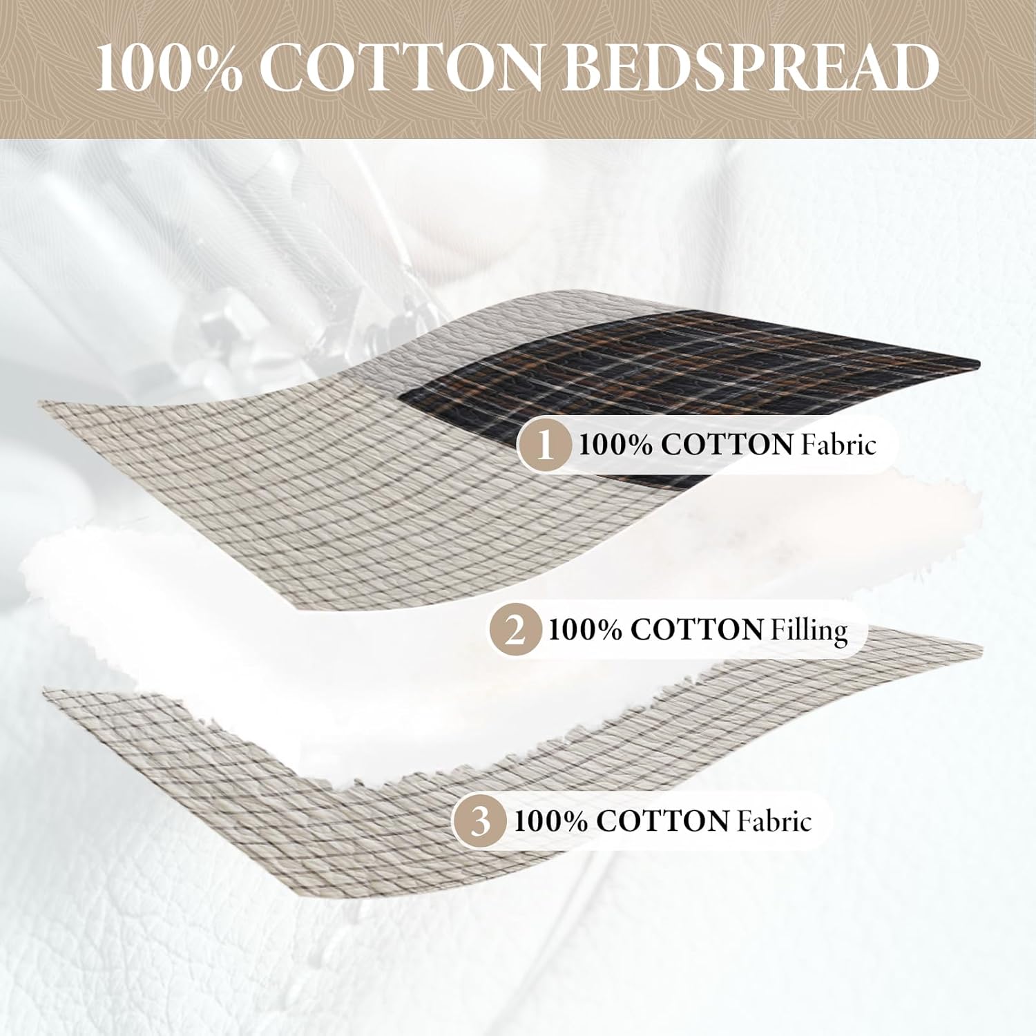 Bedduvit 100 Cotton California King Bedspread Set - 3pcs Farmhouse Patchwork Plaid