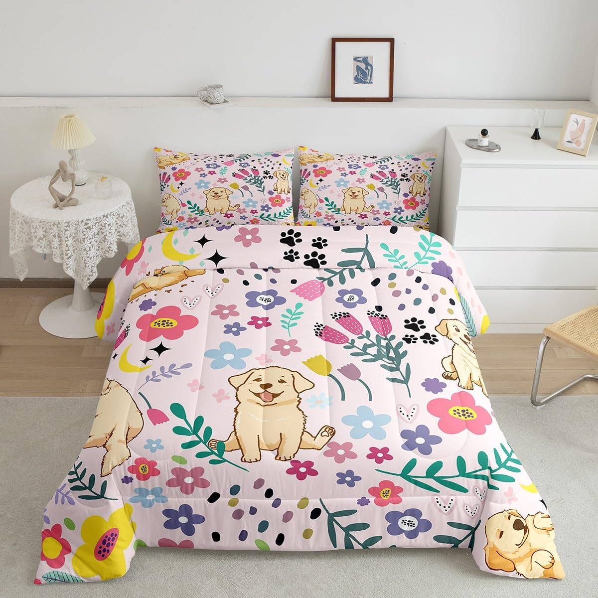 Erosebridal Floral Dog Comforter Set for Kids 1