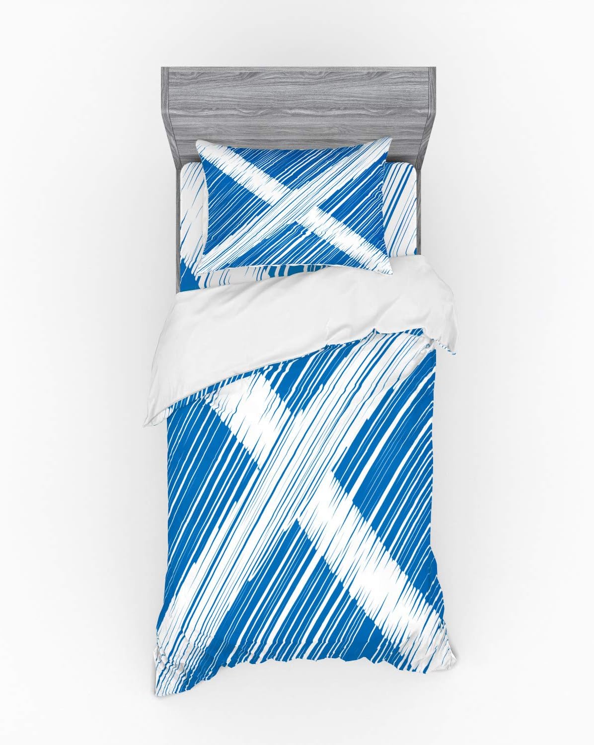 Ambesonne Scotland Duvet Cover Set Cobalt Blue White