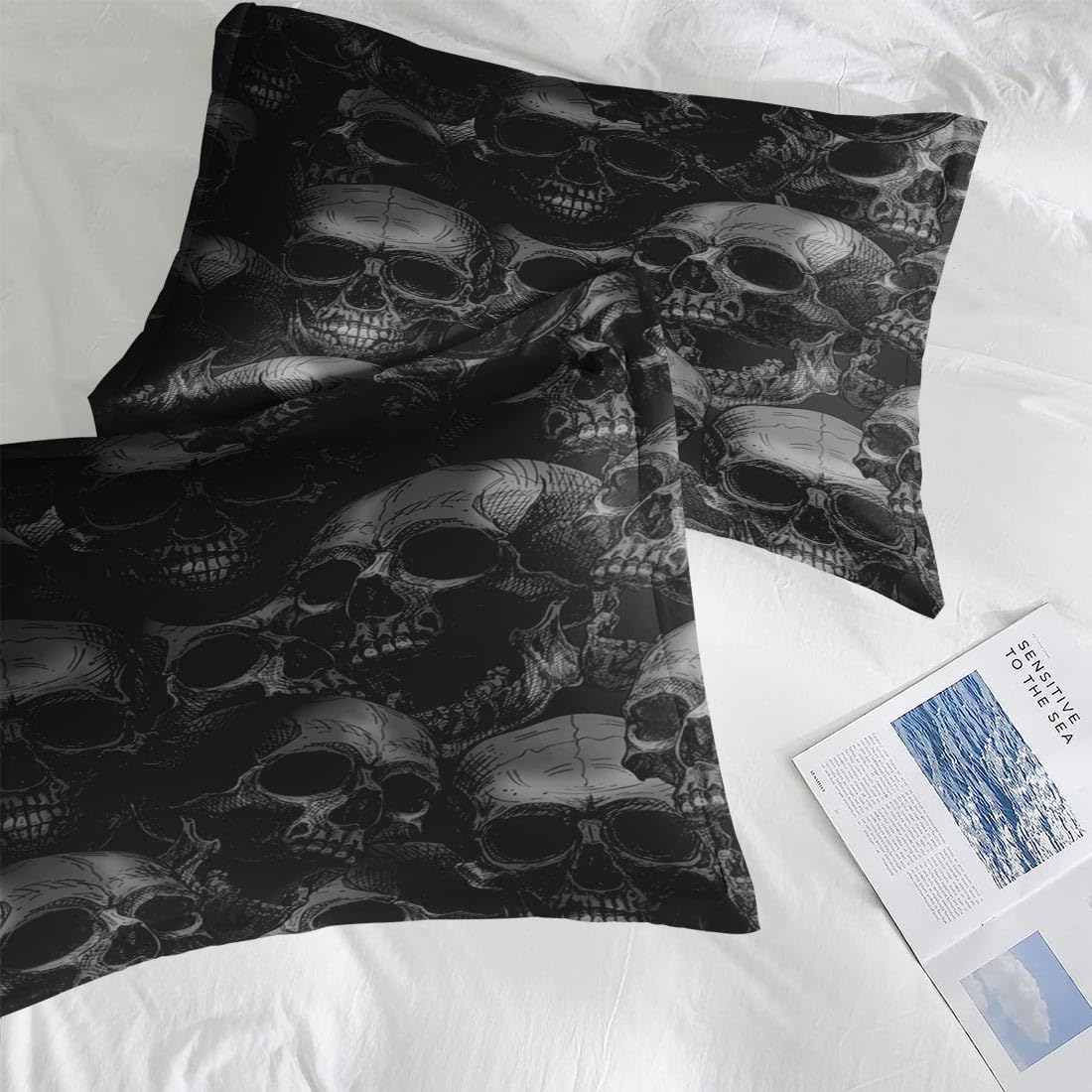 Pamnest Skull Skeleton Comforter Set 3 Pcs Full Size