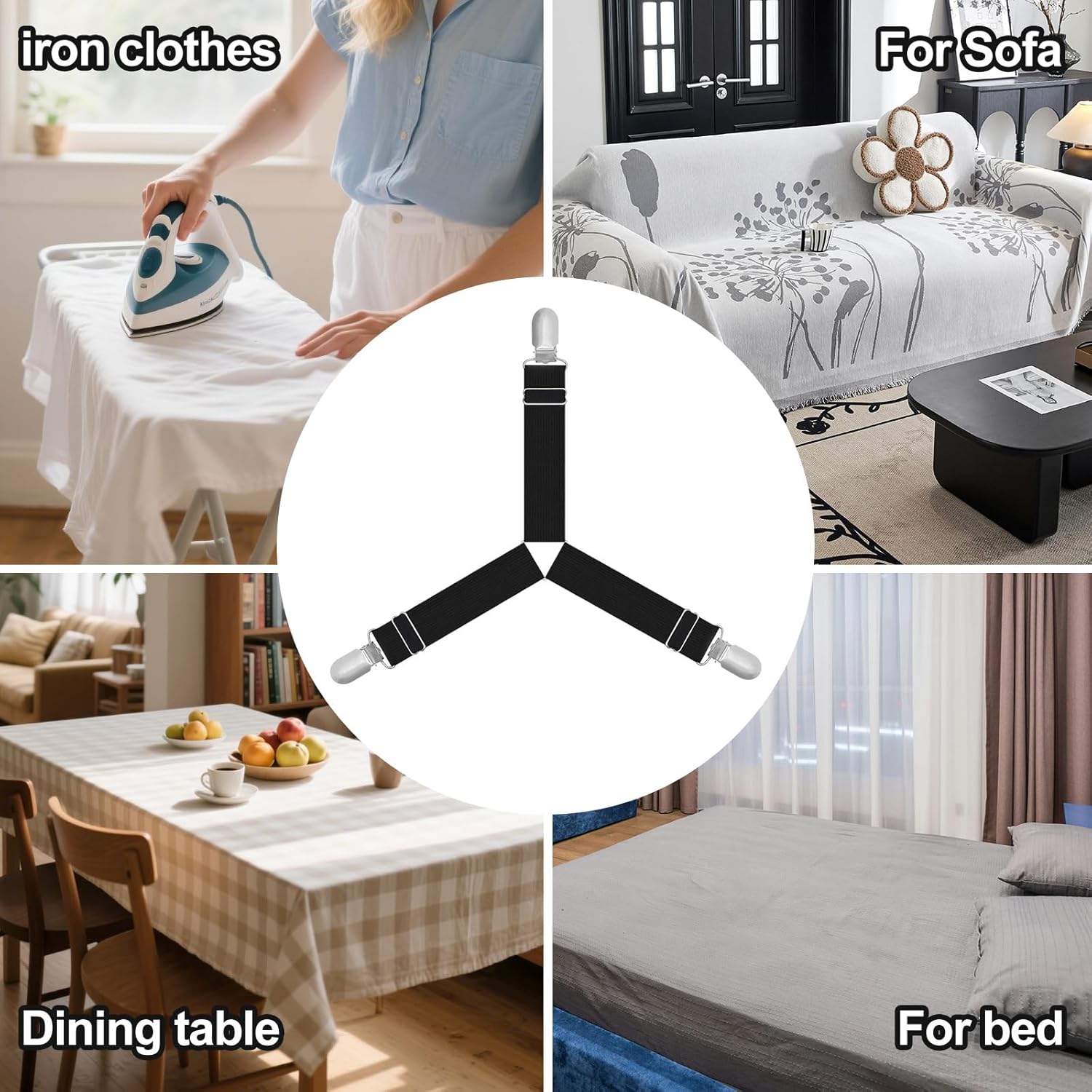 Heuihm Bed Sheet Holder Set 4PCS with Lock Strip