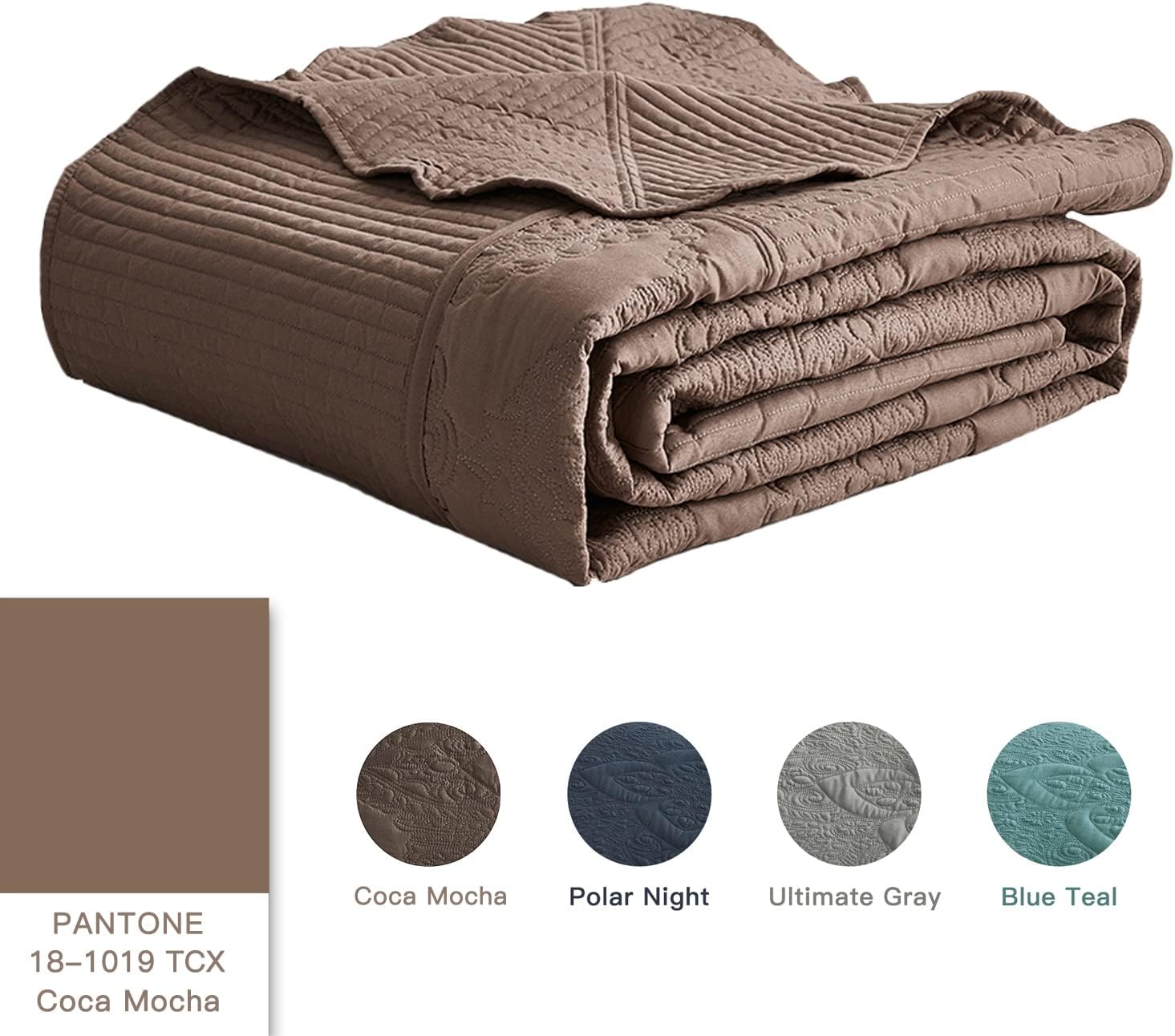 HZ HY Oversized King Bedspread Set Mocha