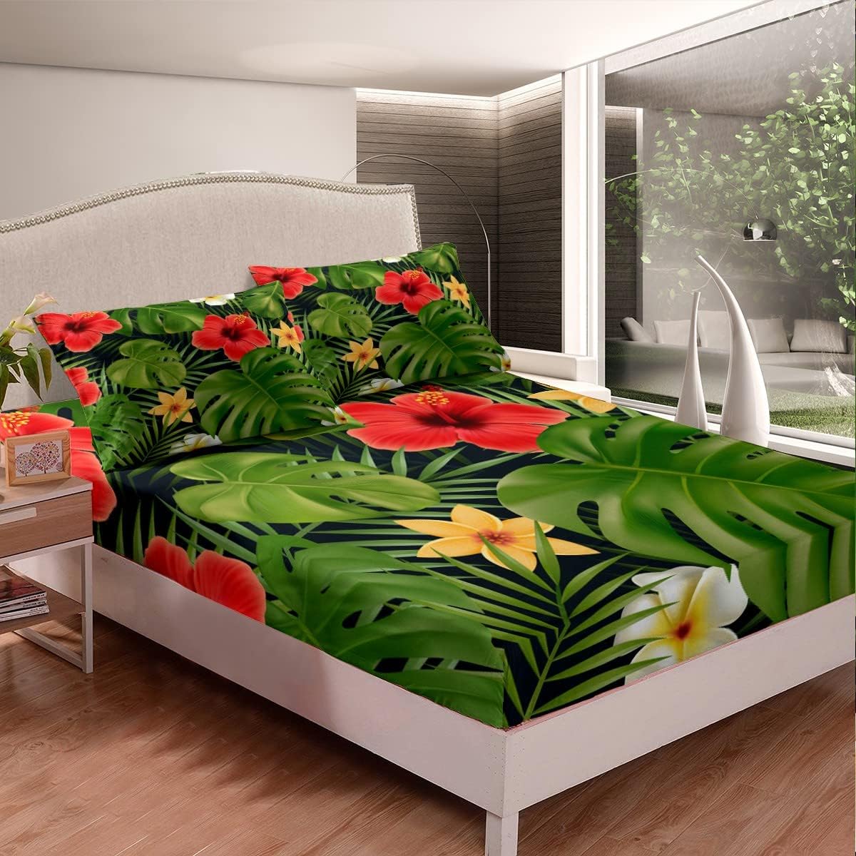 Tropical Palm Kids Bed Sheet Set - King Size