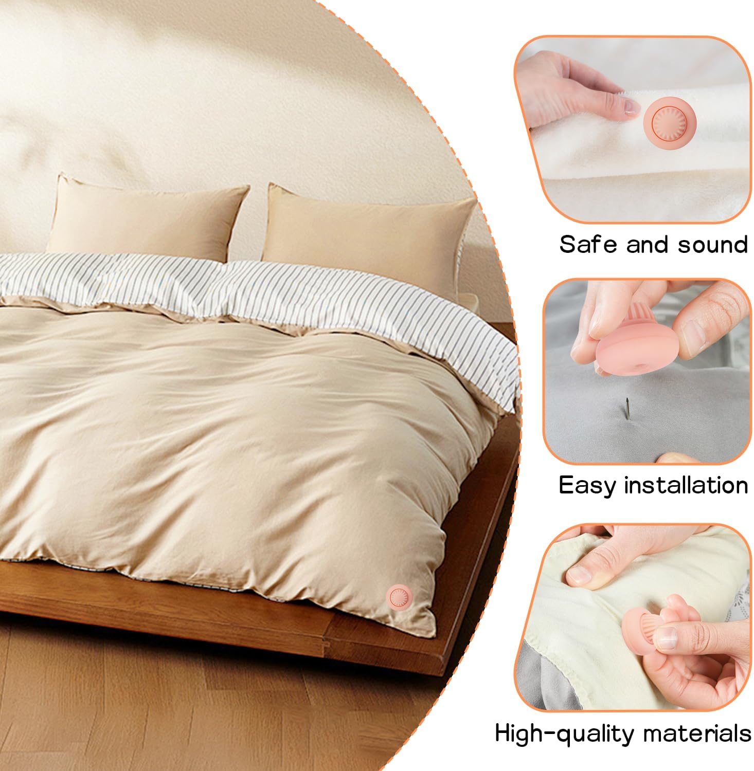 Duvet Cover Clips with Anti-Slip Safety Buckle Pink