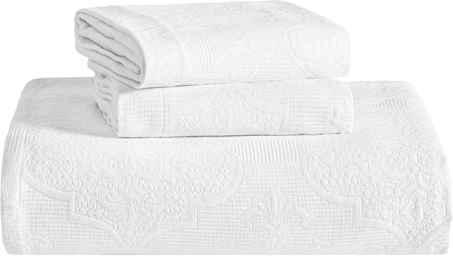 Superior Cotton Bedspread Set 3-Piece Full White