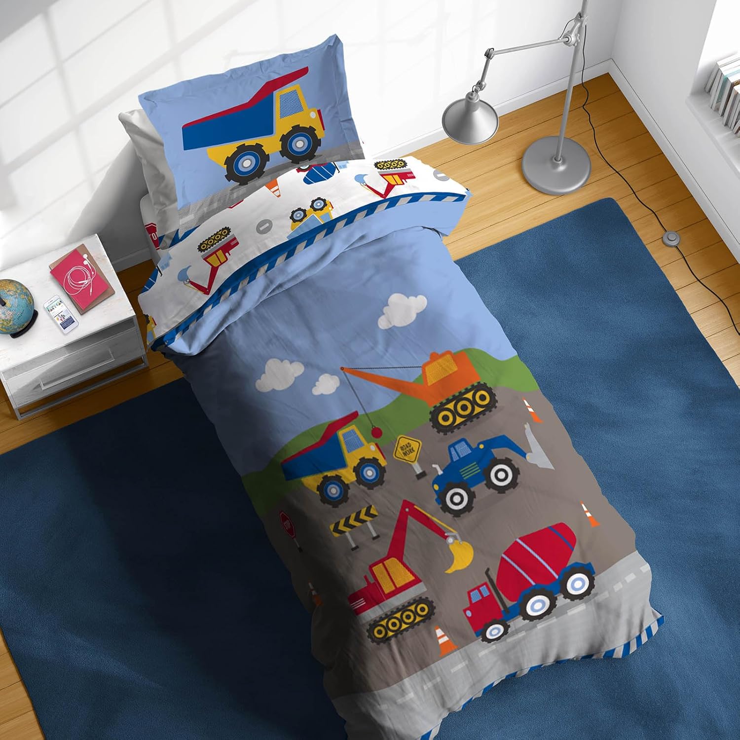 Sunny Side Up Construction Zone Twin Comforter Set