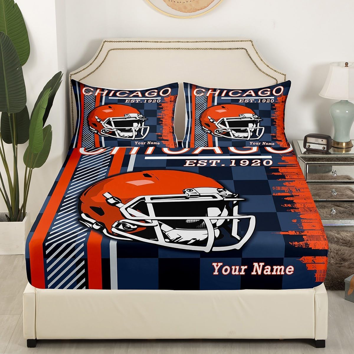 Custom Name Football City Fitted Sheet Set Twin Size