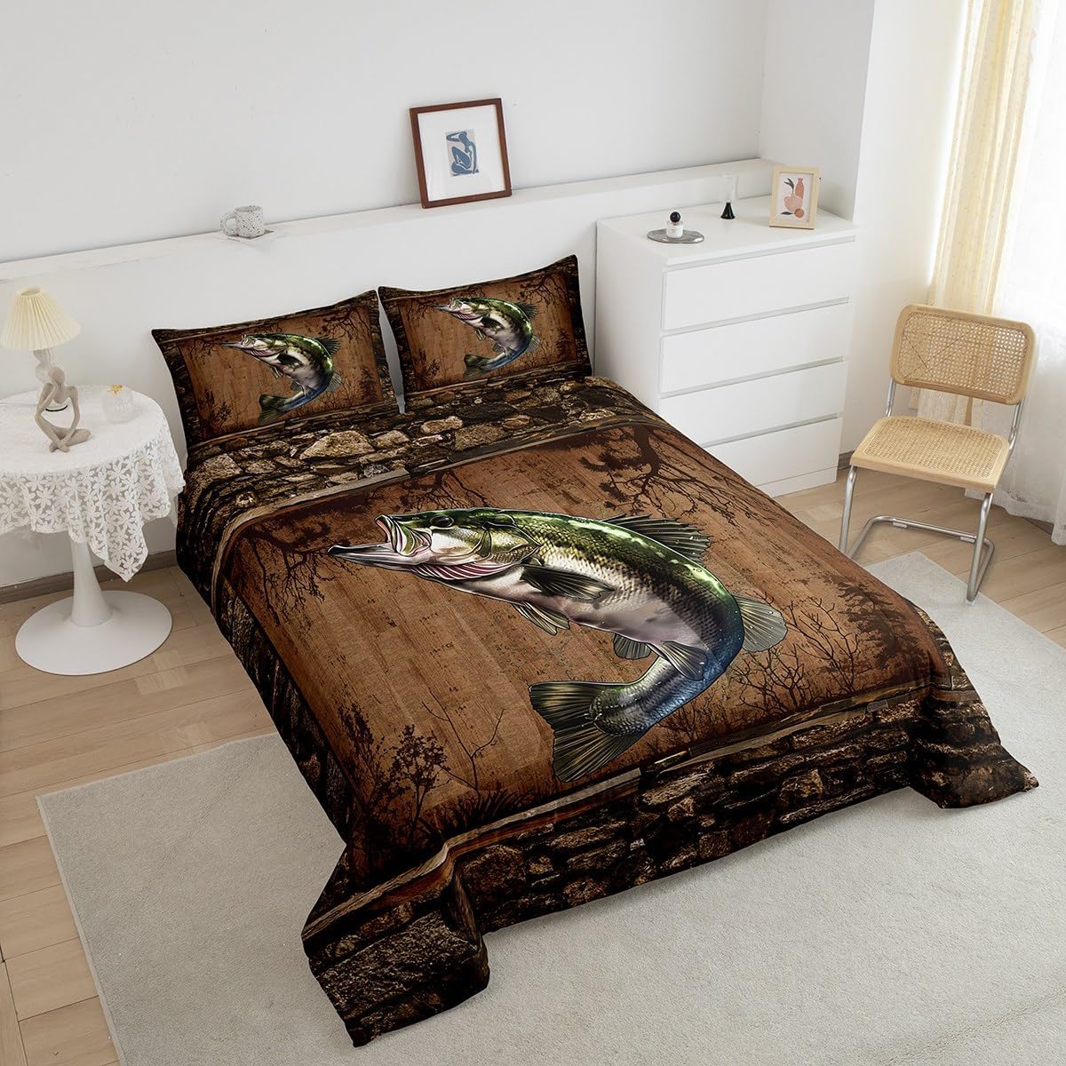 Feelyou King Size Fish Comforter Set 3Pcs