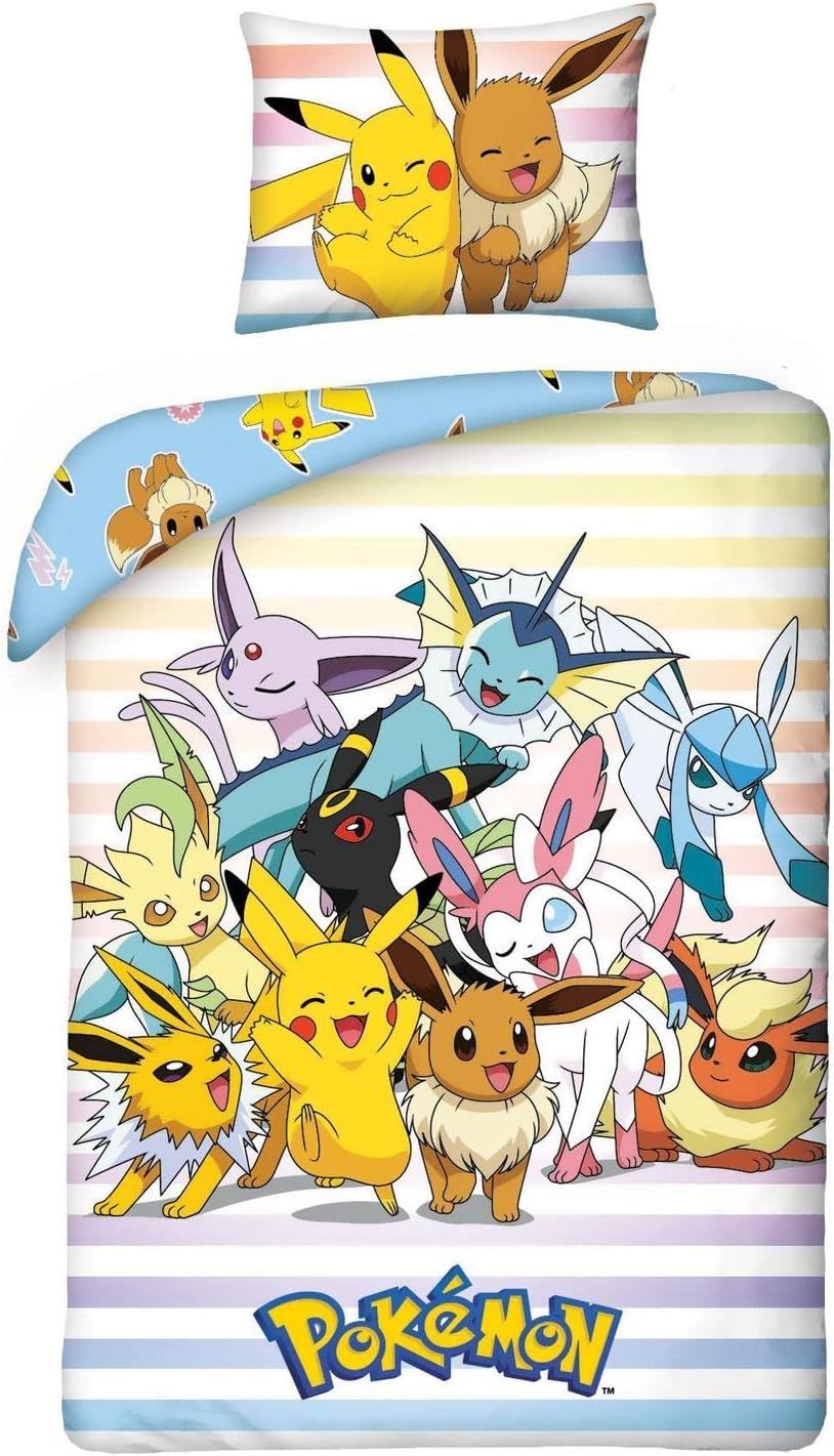 Pokemon Characters Cotton Duvet Cover Set - European Size