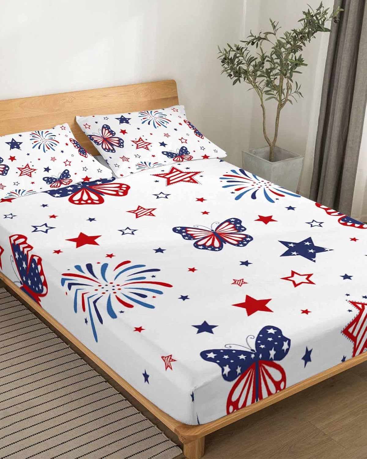 Boanket 4th of July 4 Piece Microfiber Full Sheet Set