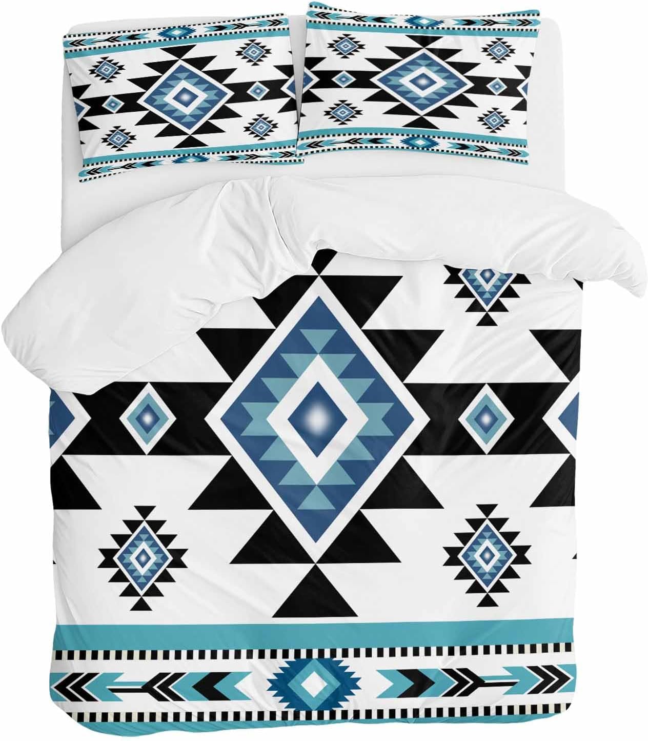 ZOE GARDEN Blue Aztecs Queen Duvet Cover Set 1