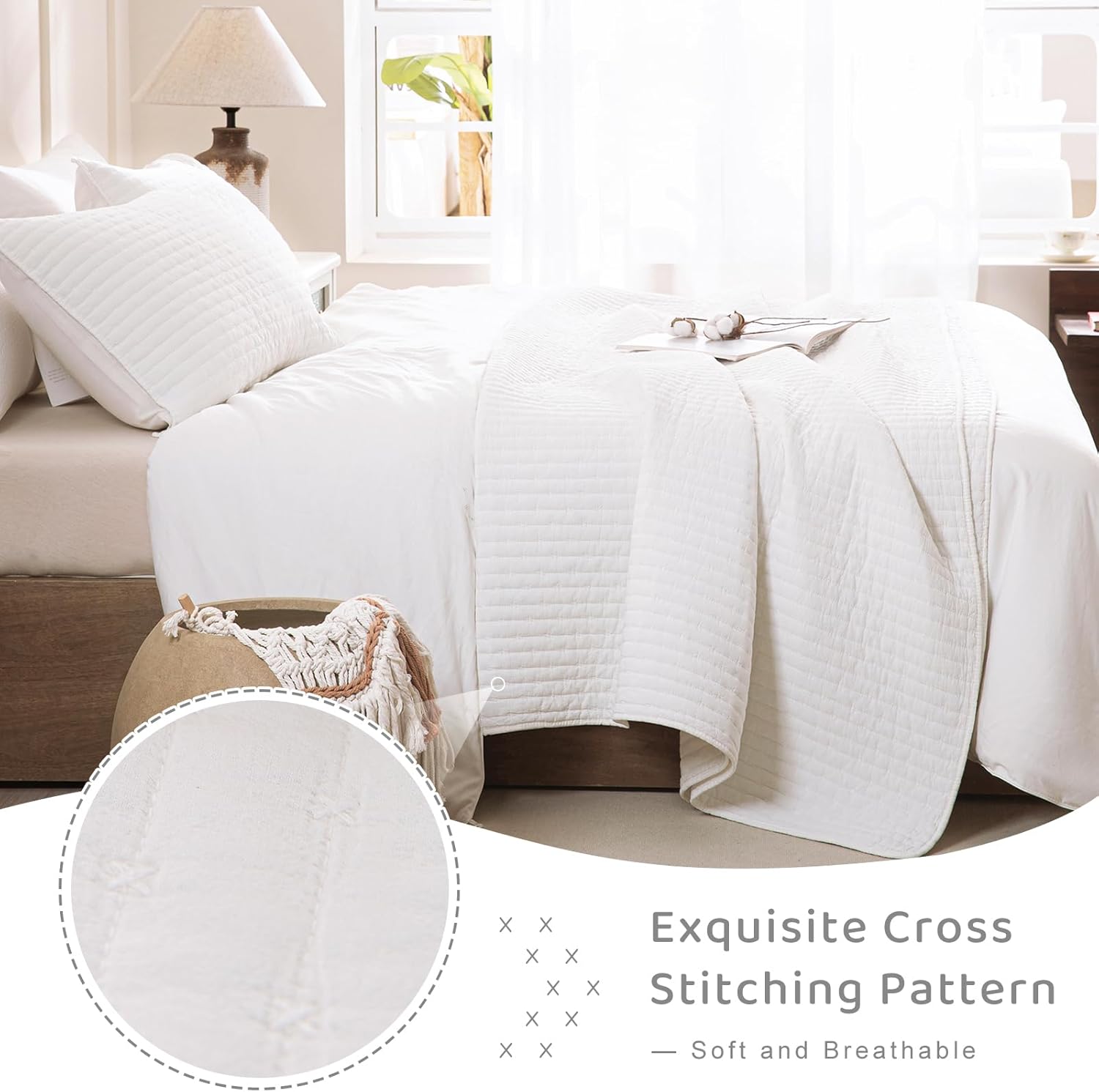 Sanracie Stonewashed King Quilt Set 3PCS Extra Large