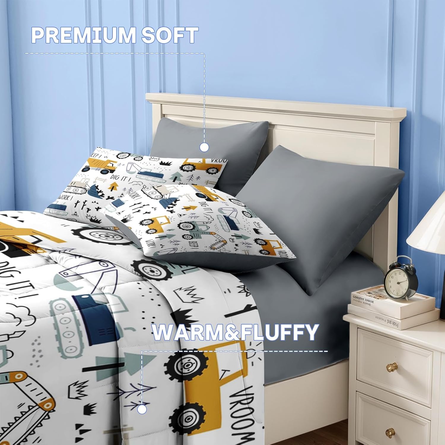 Nesker Comforter Set Queen Size with Cargo Crane Design 1