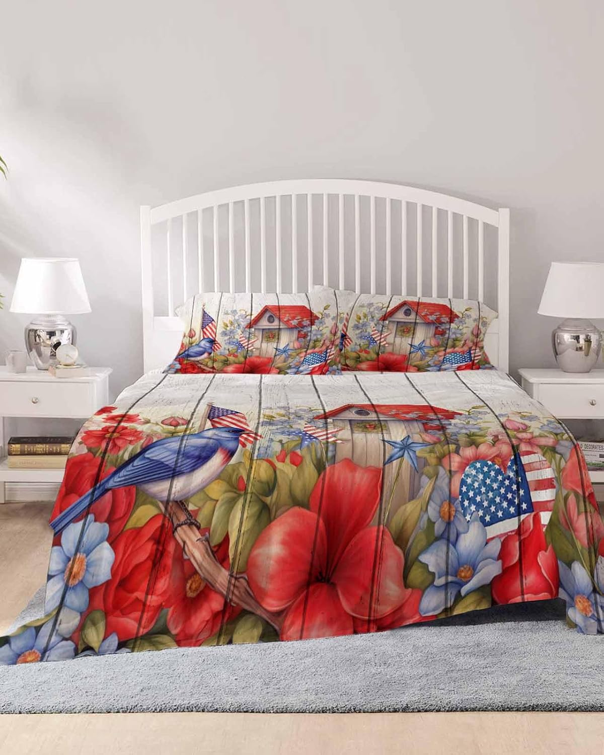 Boanket 4th of July 4 Piece King Size Microfiber Sheet Set