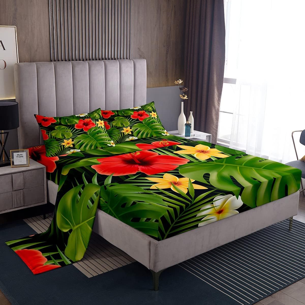 Tropical Palm Kids Bed Sheet Set - King Size