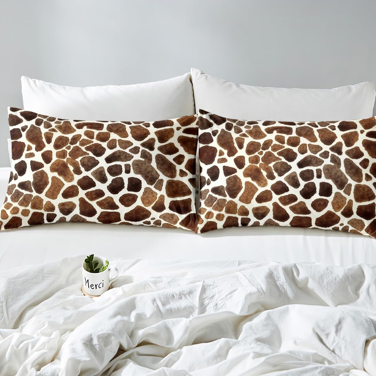 Feelyou Giraffe Print Sheet Set King Size 4Pcs 1
