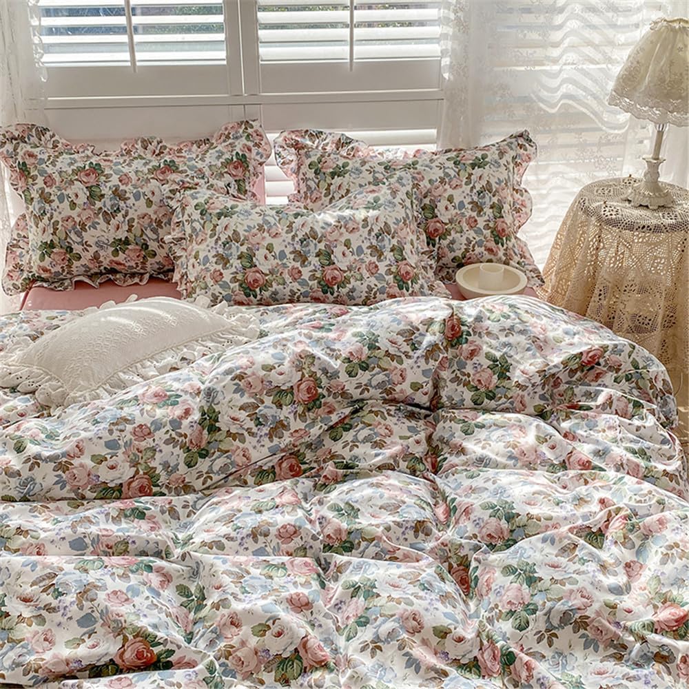 4 Piece Shabby Chic Duvet Cover Set for Girls Kids Teens