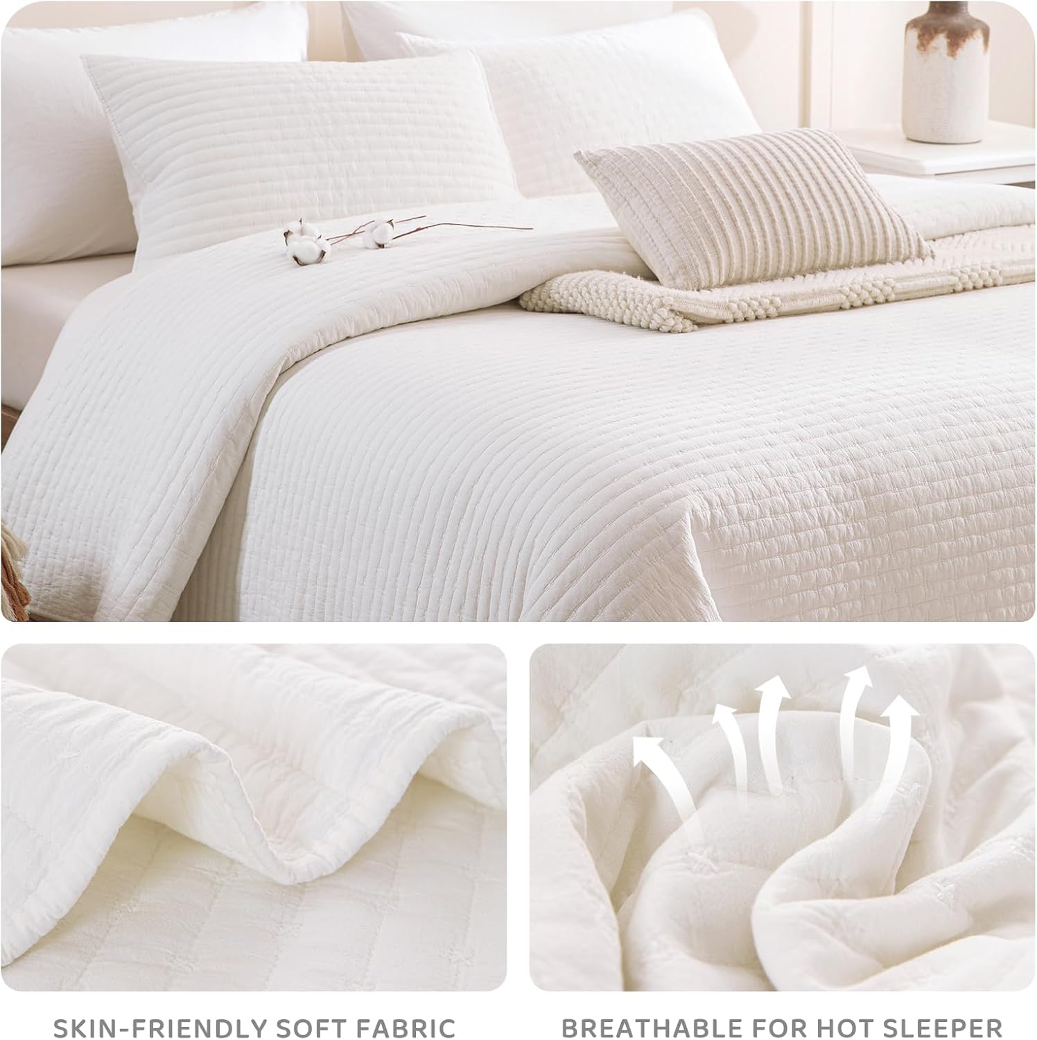 Sanracie Stonewashed King Quilt Set 3PCS Extra Large