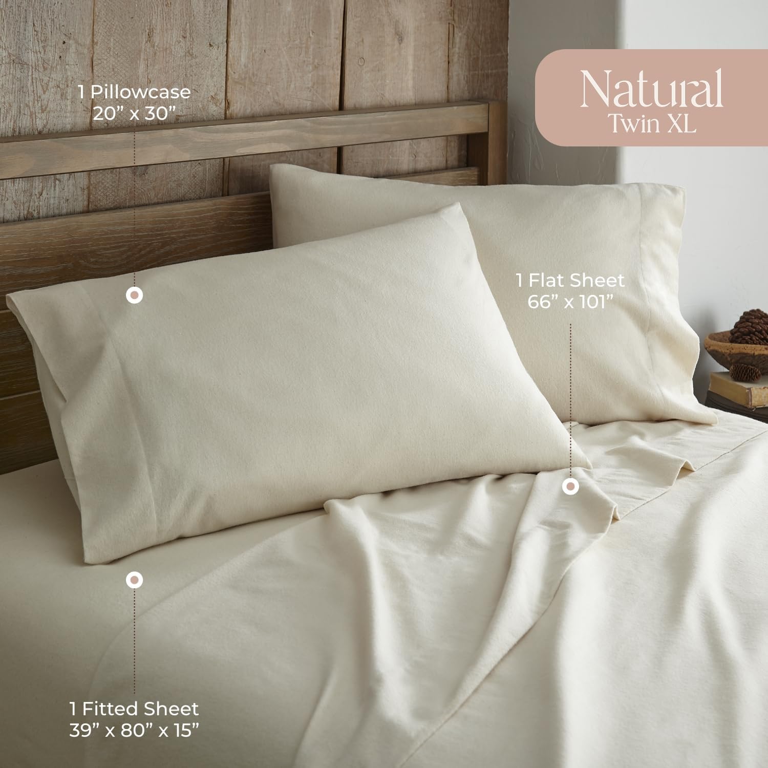 Whisper Organics Organic Flannel Sheets Twin XL Set