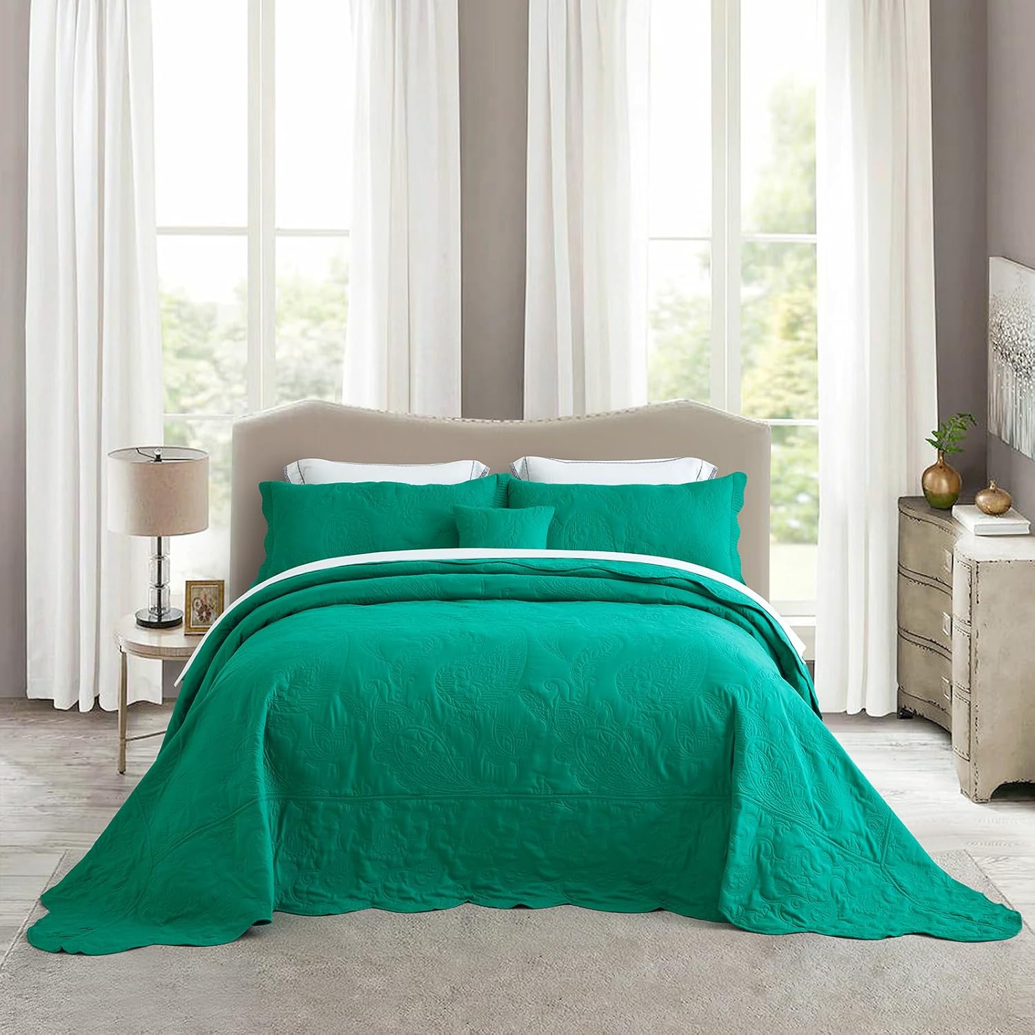 HZ HY Oversized King Bedspread Set - Teal Blue