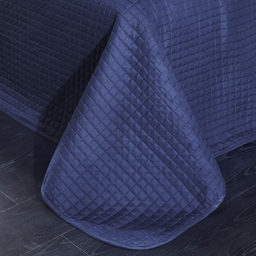 Everest Supply Oversize Queen Box Stitch Blue Bedspread Set