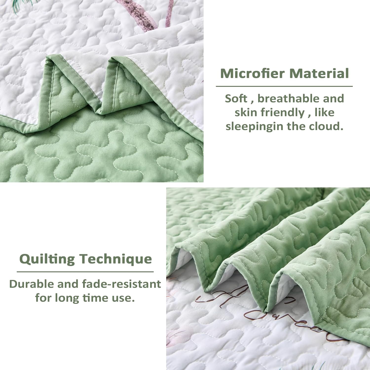 Dinjoy Floral King Size Quilt Set 3 Pieces