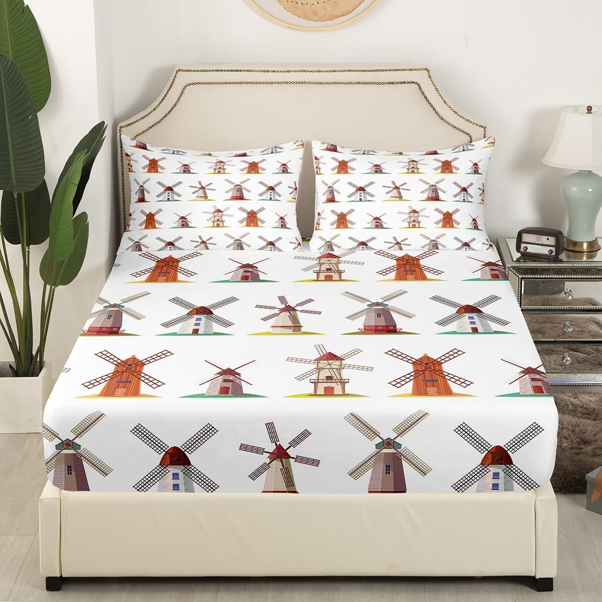 Erosebridal Wooden Windmill Bed Sheet Set Twin