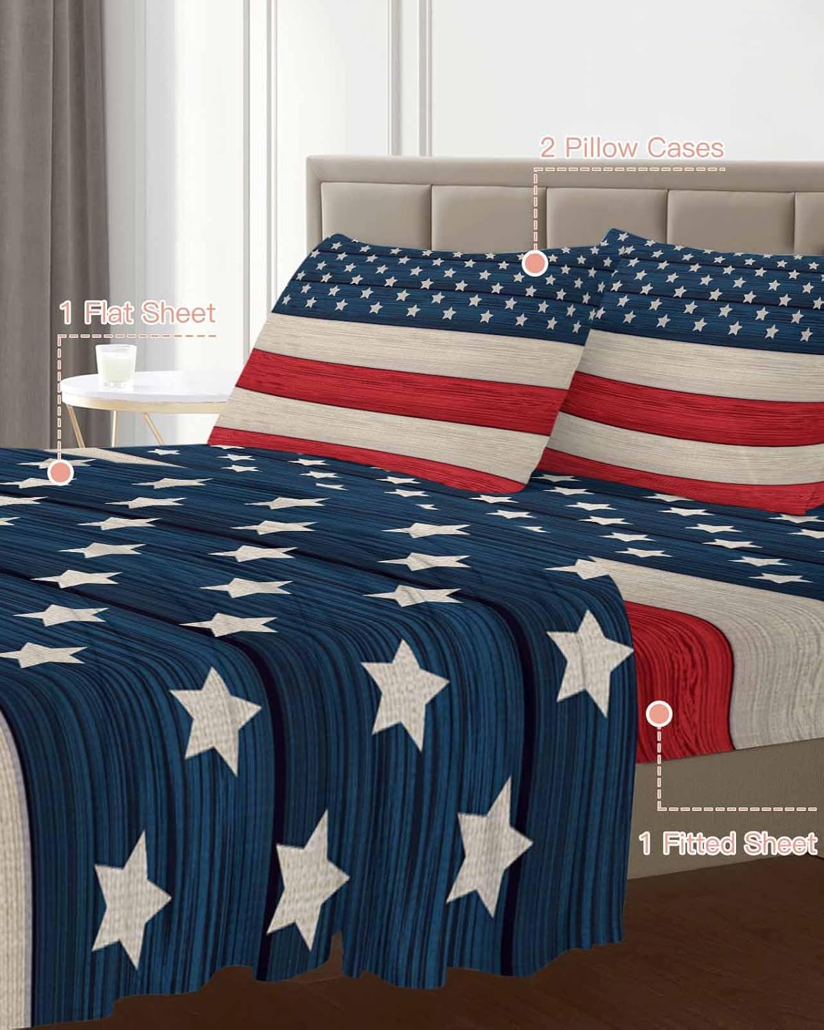 Boanket 4th of July 4 Piece Microfiber Sheet Set