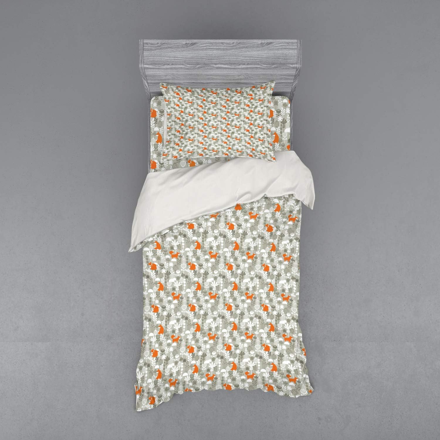 Ambesonne Fox Duvet Cover Set Twin XL Resheda Green