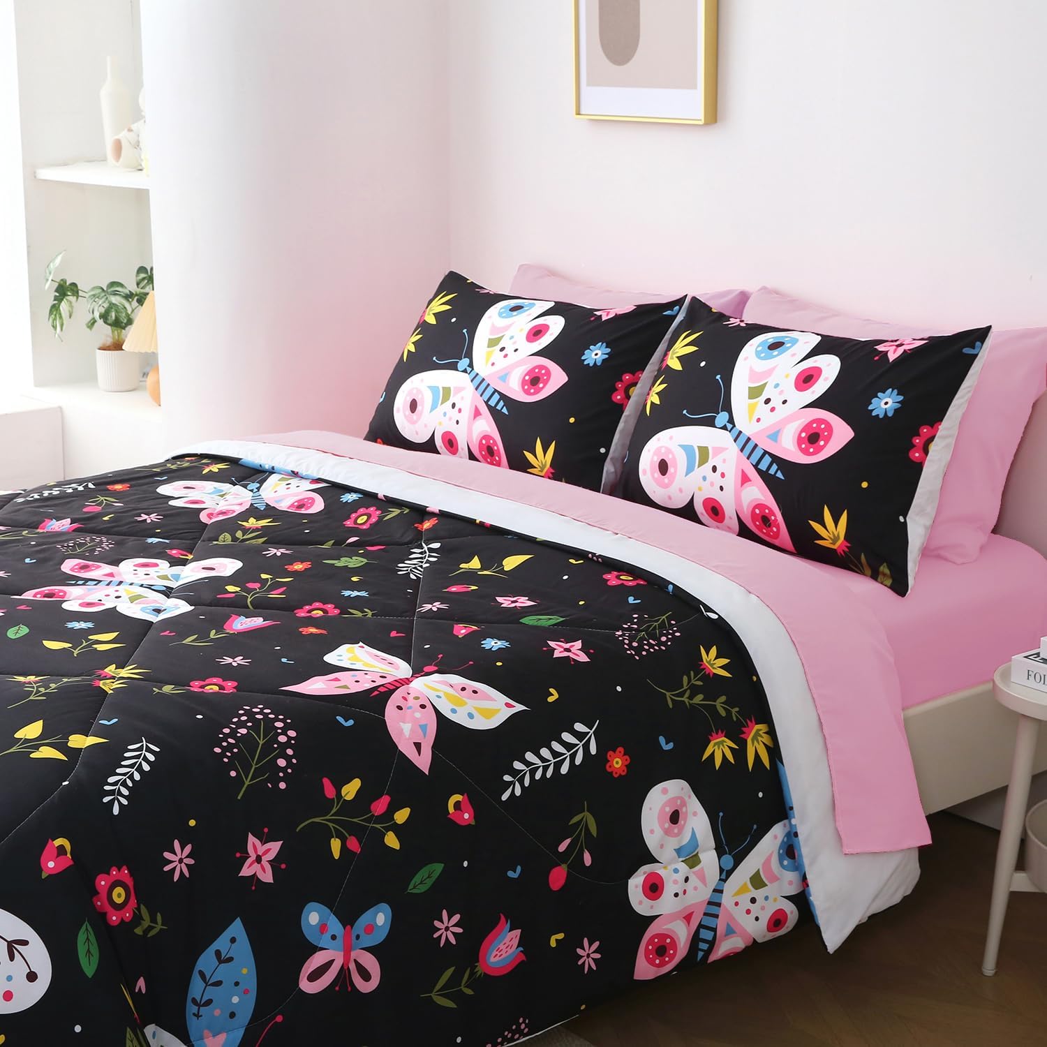 Jameswish Kids Butterfly Comforter Set